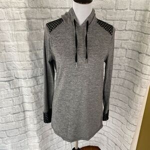 Layer 8 women M pullover Longsleeve hoodie w/mesh accent cuffs and shoulders